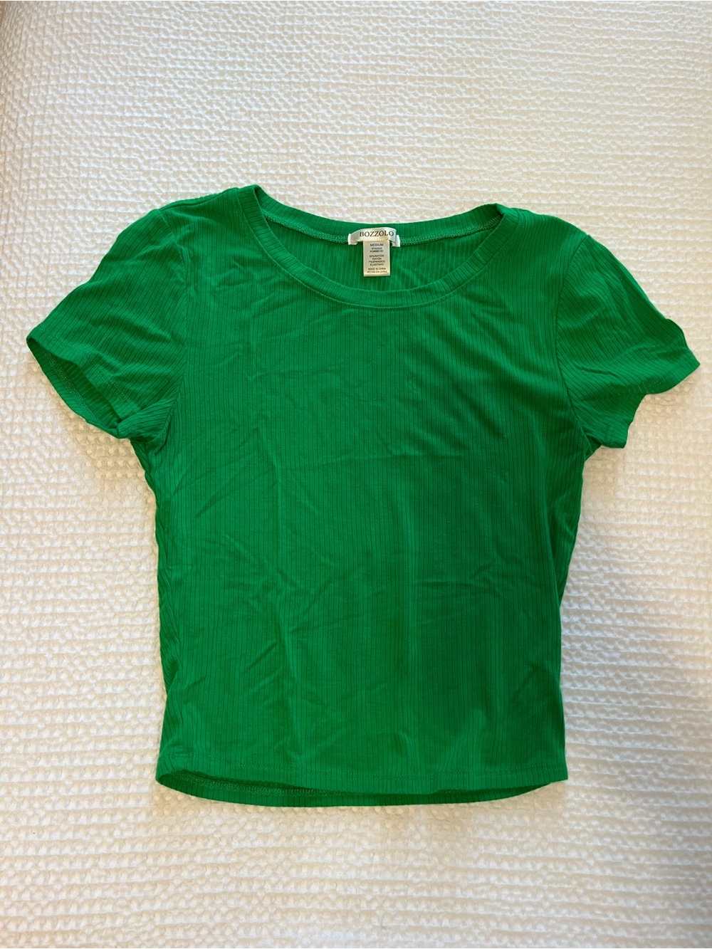 Bozzolo Bright Green Ribbed Short Sleeve Tee